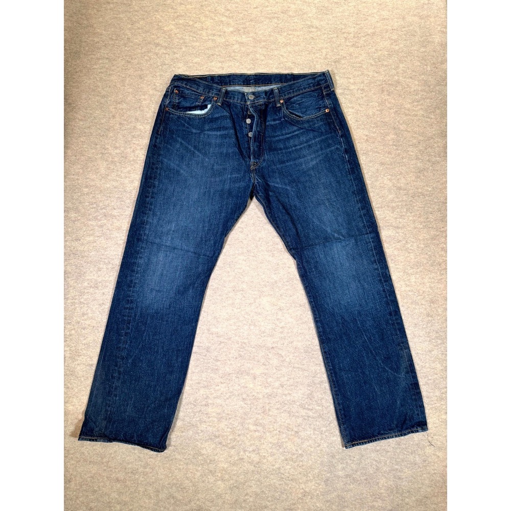 Levis 501 Authentic Jeans Mens 38x30 Blue Denim Mid Rise Straight Leg Button Fly
